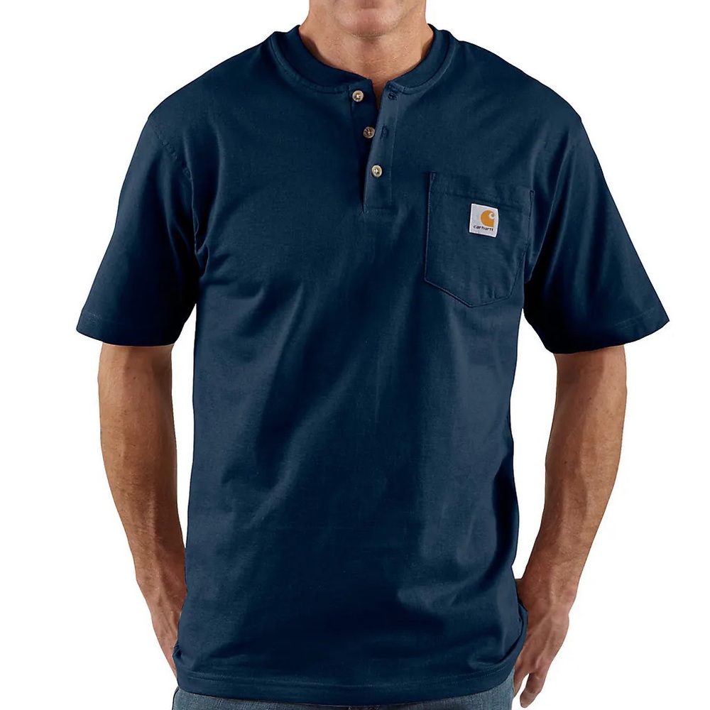 Carhartt Navy Blue T-Shirt Henley 4XL with pocket Loose fit size 4XL NWT